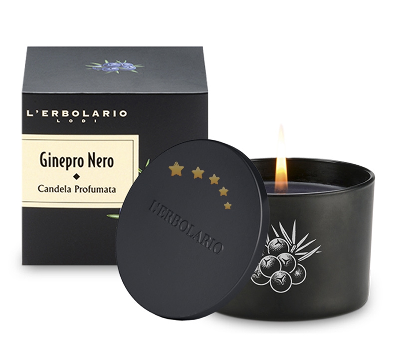 L'Erbolario Linea Uomo Ginepro Nero Fresco e Forte Candela Profuma Ambienti