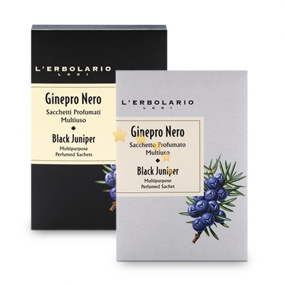 L'Erbolario Linea Uomo Ginepro Nero Fresco e Forte 1 Sacchetto per Cassetti