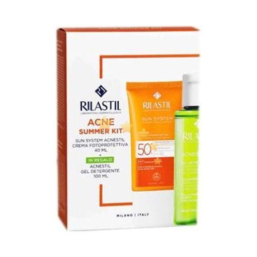 Rilastil Acne Summer Kit - Sun System Crema 50+ 40ml + Acnestil Detergente 100ml