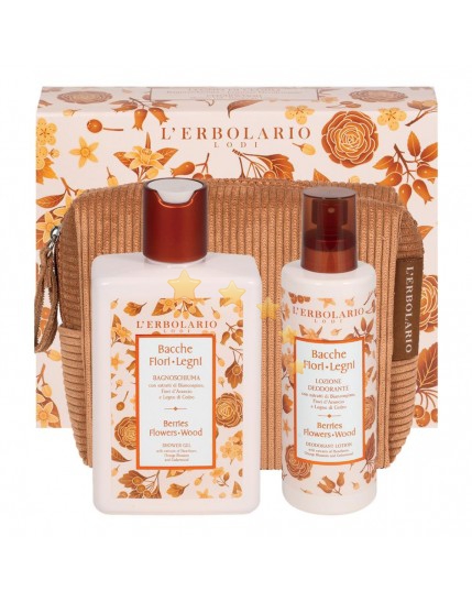 L'Erbolario Linea Bacche-Fiori-Legni Pochette Legno di Cedro-Bagnoschiuma e Deo