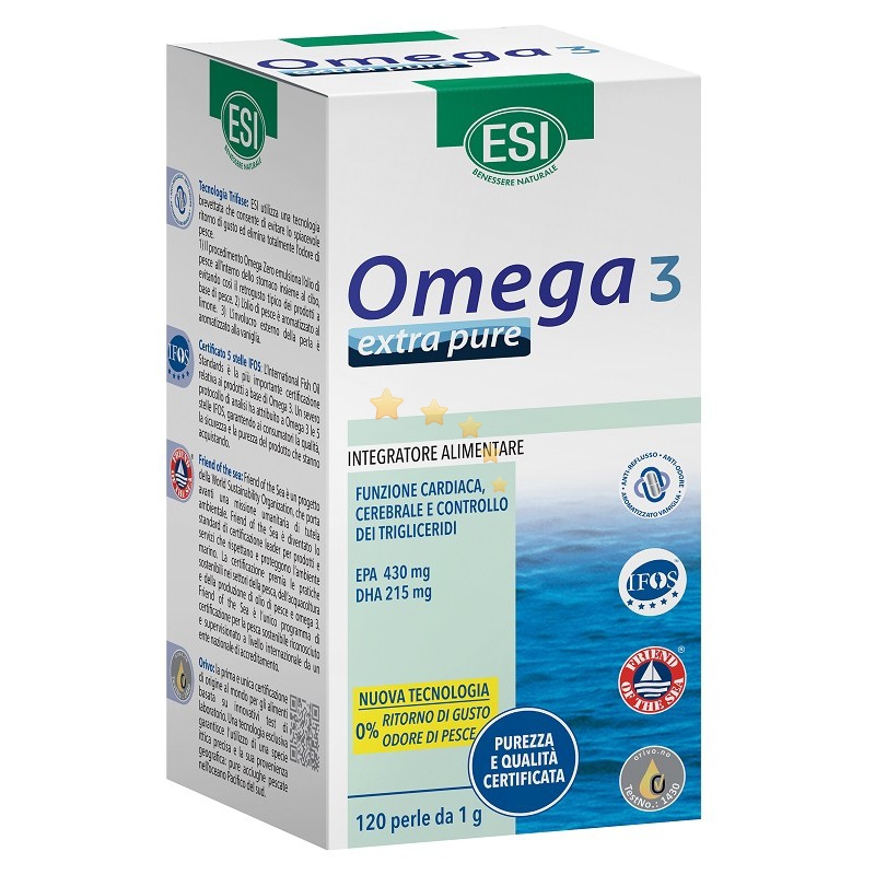 Esi Omega 3 Extra Pure integratore Omega 3 e Vitamina E 120 Perle