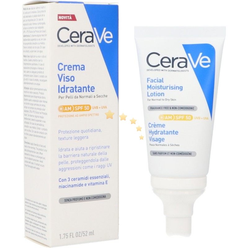 Cerave Crema Viso Idratante SPF50 - Pelli da normali a secche 52ml