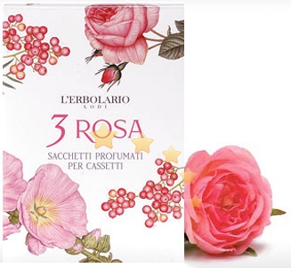 L'Erbolario Linea 3 Rose Addolcente Rinfrescante Sacchetto Cassetti Profumato