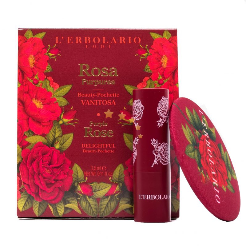 L'Erbolario Linea Rosa Purpurea - Beauty Pochette con Rossetto e Specchietto