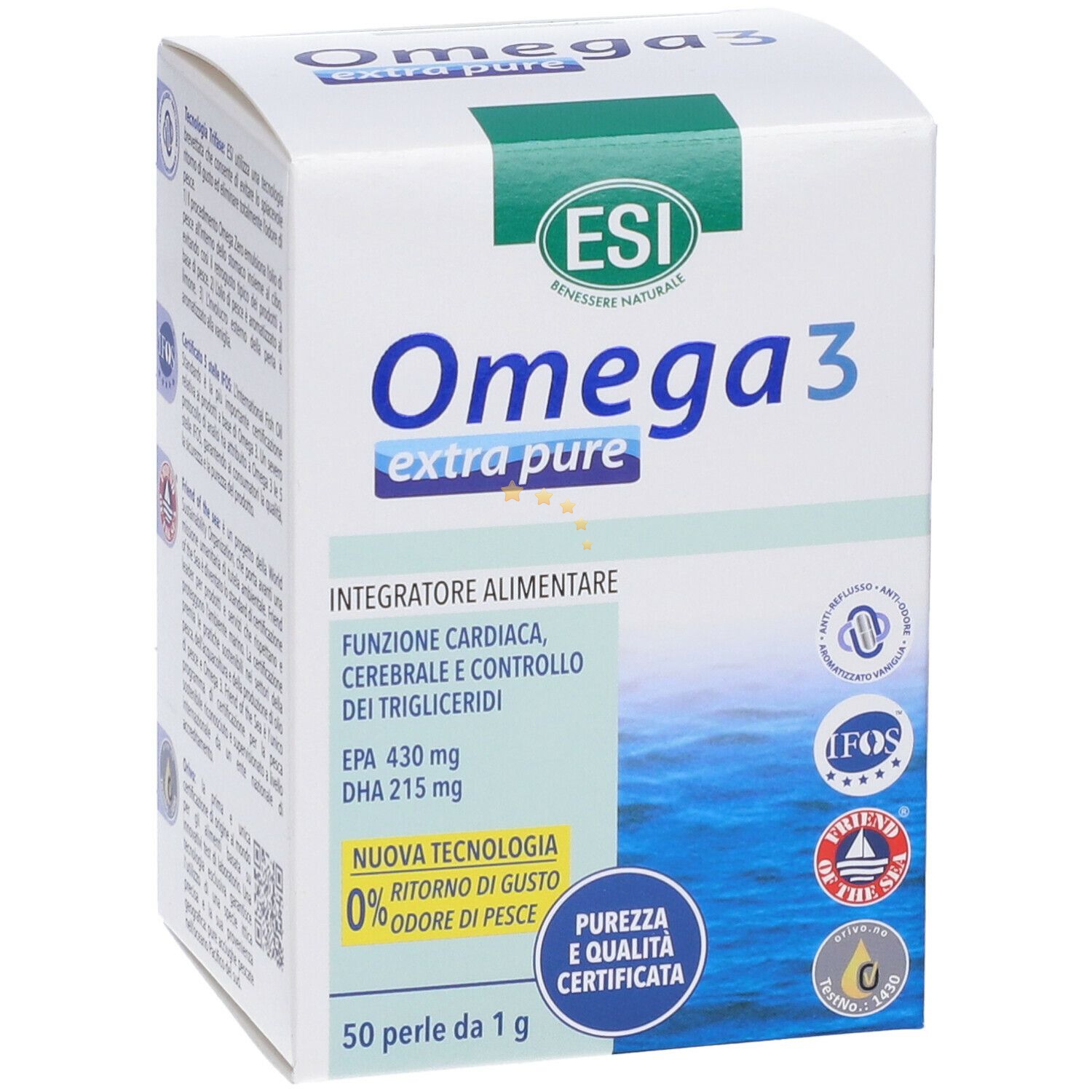 Esi Omega 3 Extra Pure - Integratore Omega 3 e Vitamina E 50 Perle