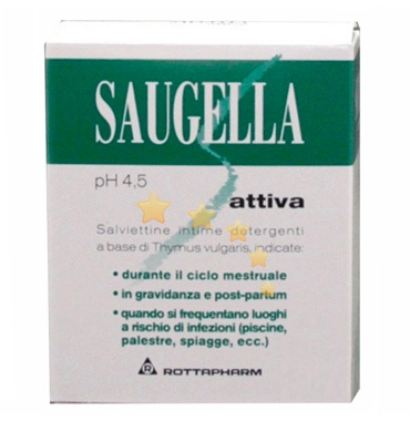Saugella Linea Attiva Verde Detergente Intimo Delicato 10 Salviettine Morbide