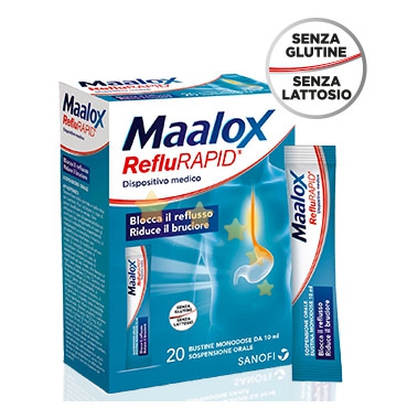 Sanofi Aventis Linea Apparato Gastrico Maalox RefluRAPID 20 Buste alla Menta