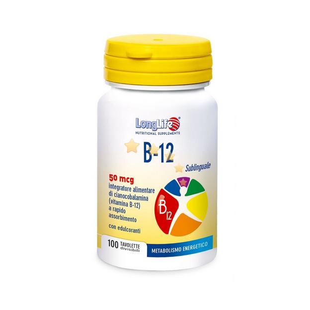 LongLife Linea Vitamine e Minerali B12 Integratore Sublinguale 100 Tavolette