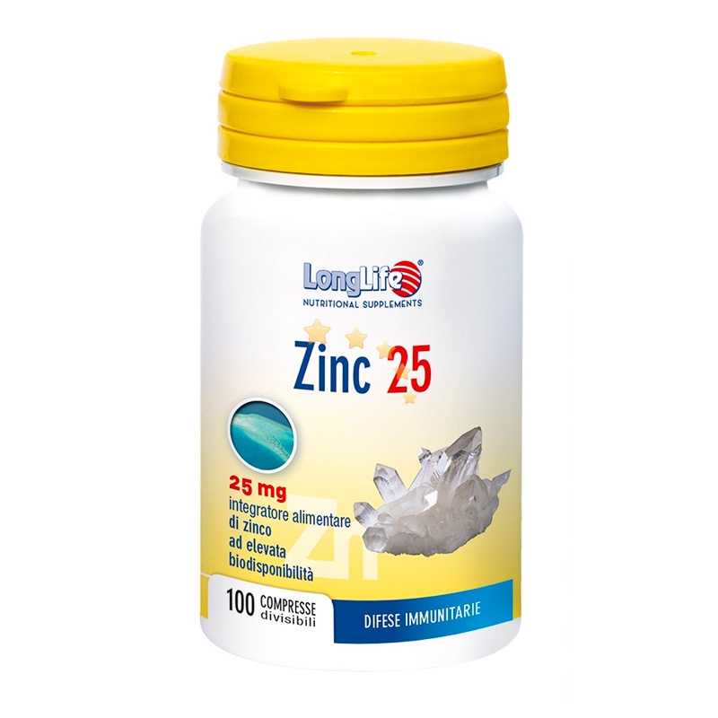 LongLife Linea Sali Minerali Zinc 25 Integratore Alimentare 100 Compresse